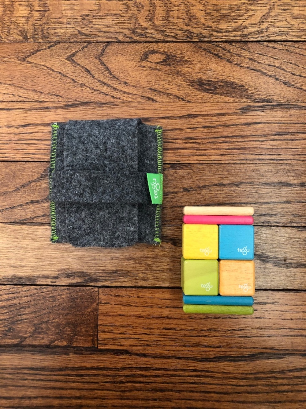 Tegu Original Pocket Pouch Magnetic Wooden Blocks in Tints, 8 piece set